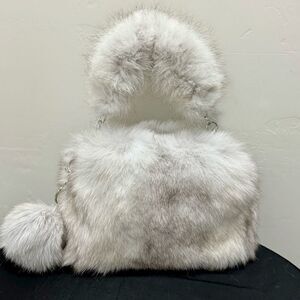 Gray GradientâHandmade Luxury Natural Fox Fur Camera Bag/âWristlet/Crossbody